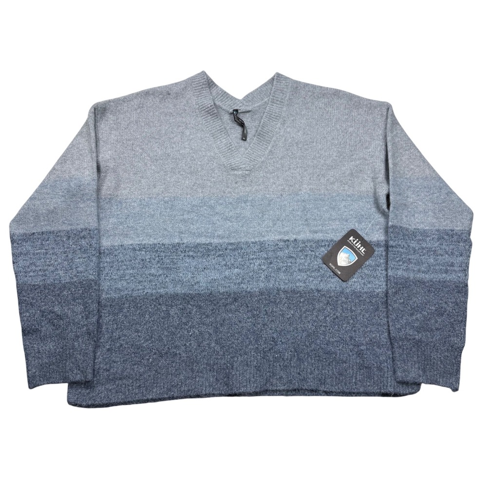 KUHL Ombre Sweater Mineral Blue V-Neck Knit Pullover 4062 XL NEW